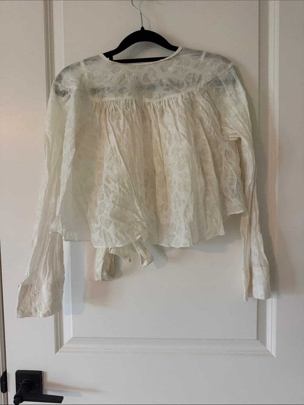 Zara Off-White Embroidered Peasant Blouse